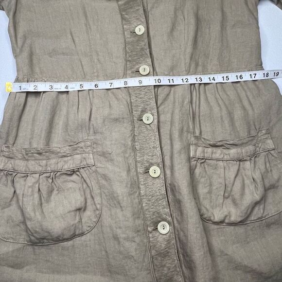 Transit Par-Such Green V-Neck Above Knee Button Front Long Sleeve Dress Size 4 - Picture 14 of 16